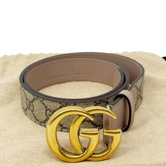 Gucci  Marmont GG Supreme Leather Belt Beige 625839 Size 75.30 main image 2